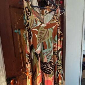 Attitudes by Renee Floral Slip Dress in Rust, Olive & Pale Pink